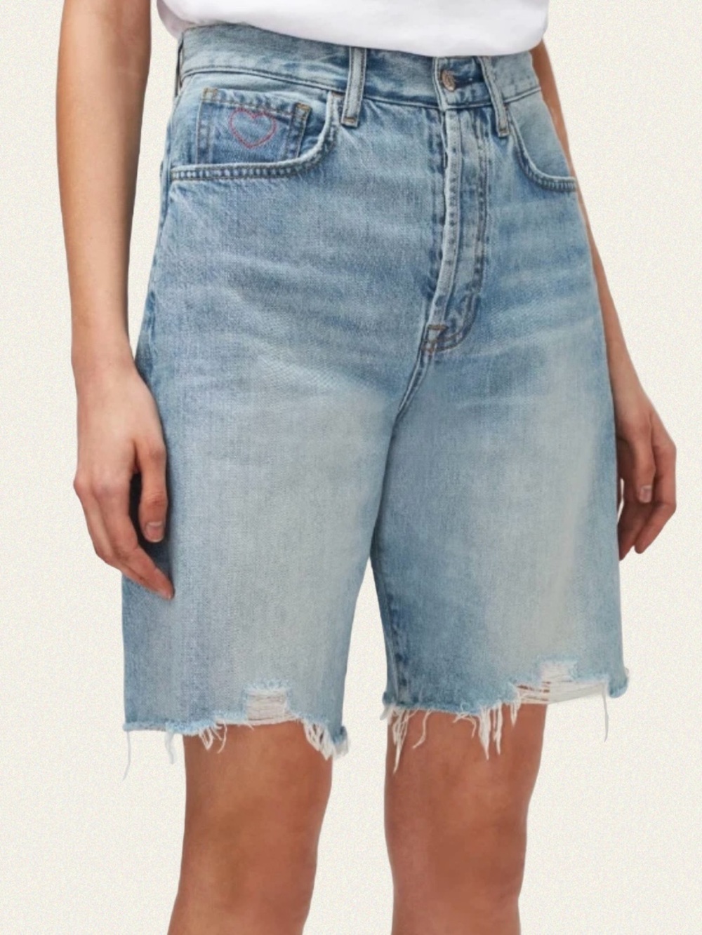 7 For All Mankind Easy James Denim Shorts - Picture 2 of 10